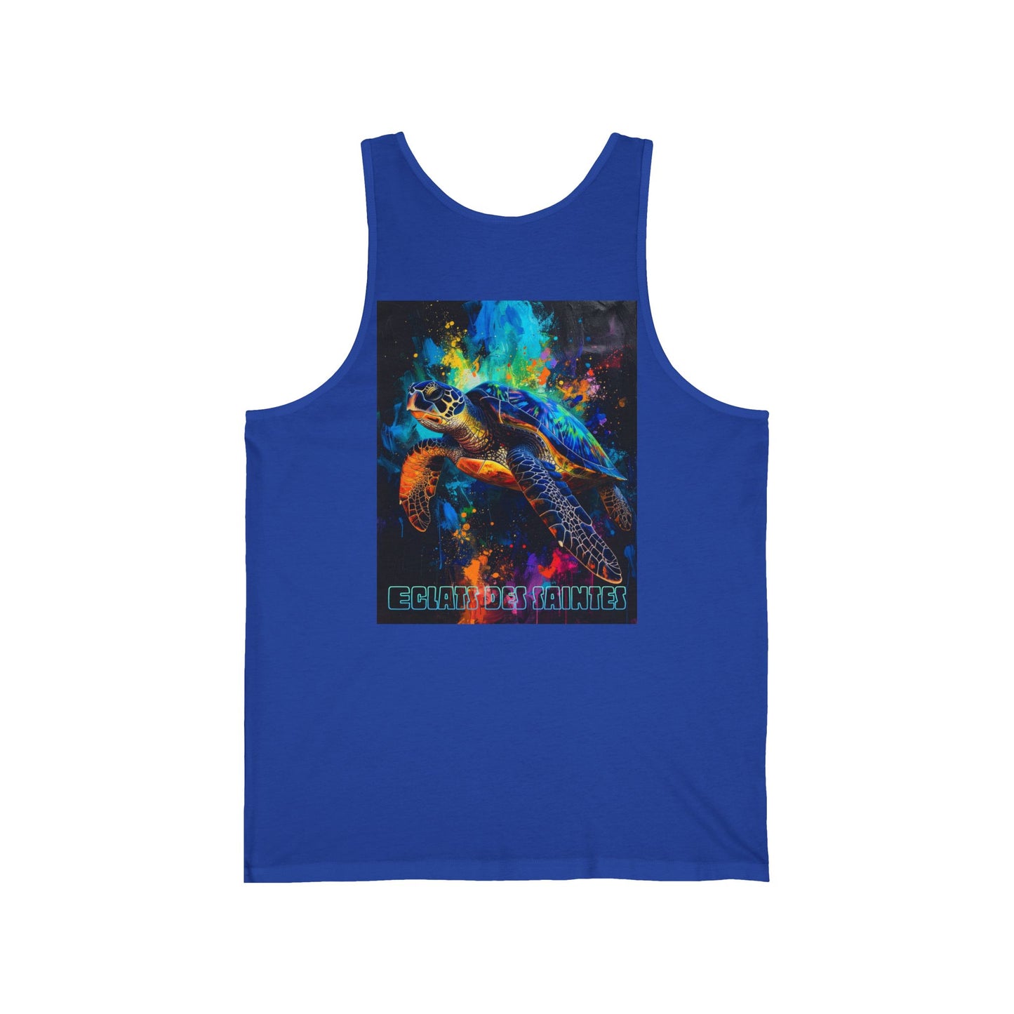 Colorful Sea Turtle Unisex Jersey Tank - Graphic Tee, Beachwear, Summer Top, Eco-Friendly, Casual Outfit