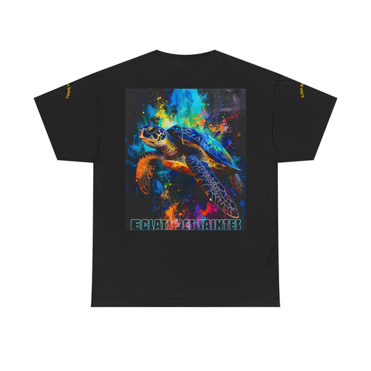 Colorful Turtle Unisex Heavy Cotton Tee | Ocean Lover Shirts, Sea Turtle Apparel, Beachwear, Nature Lover Gift, Eco-Friendly Fashion