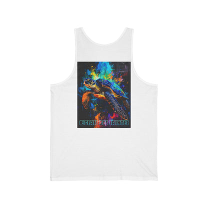 sea turtle tank top, unisex beachwear, summer tank, eco-friendly clothing, graphic tank top, casual summer outfit, ocean animal shirt, nature tank, colorful, turtle tee, beach fashion